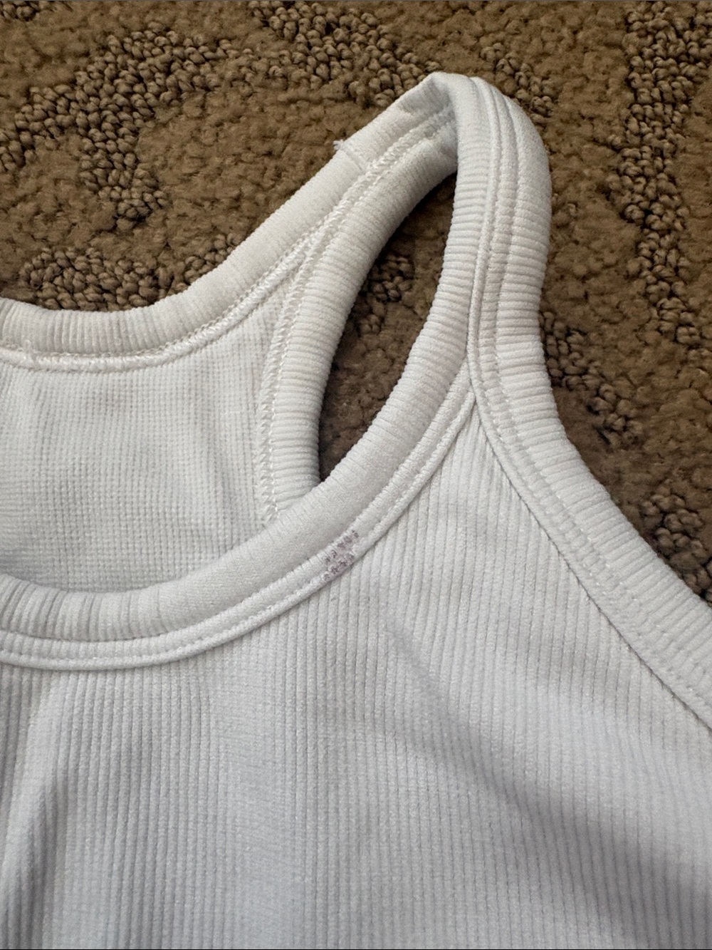 White Ribbed Racerback Tank Top - Picture 3 of 4